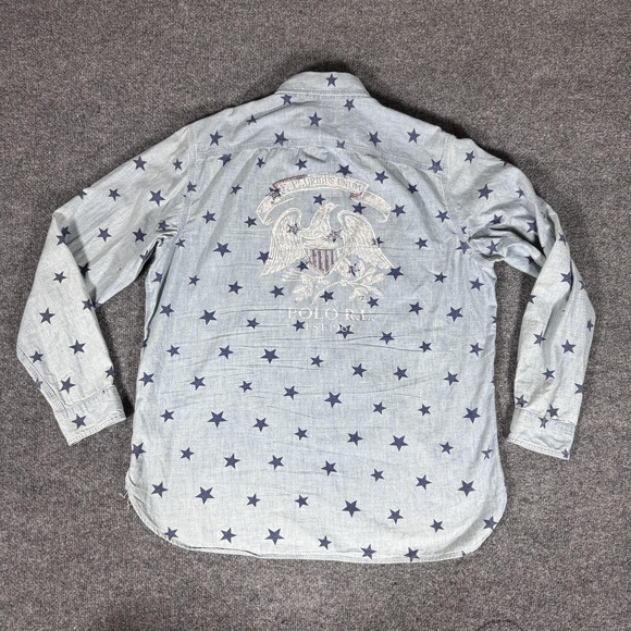Ralph Lauren Shirt Mens‎ Large Star Print Eagle Crest Americana E Pluribus Unum